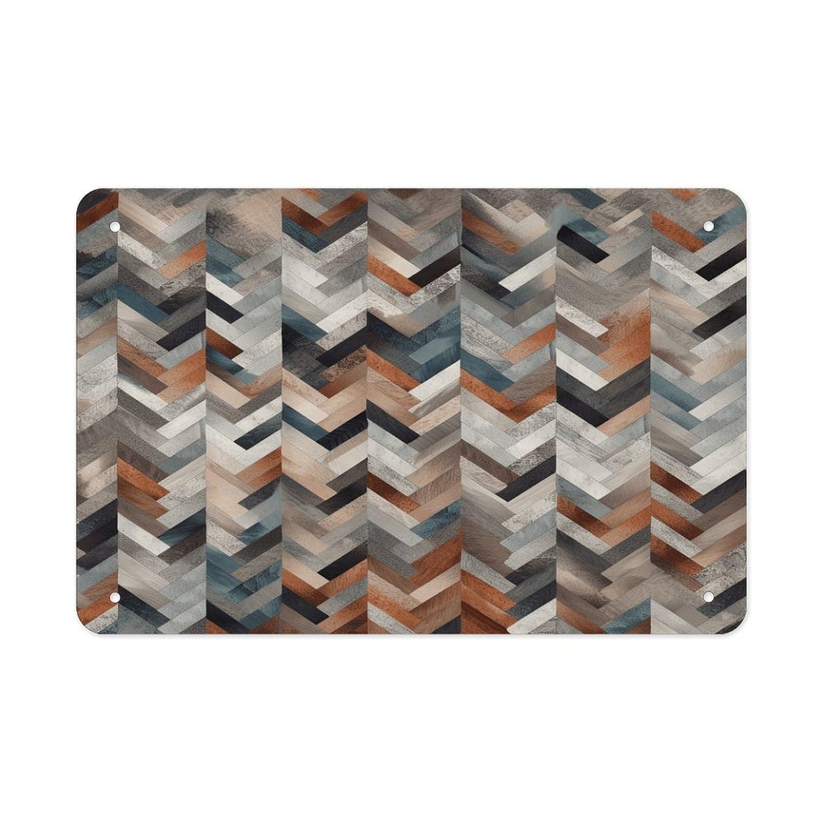 Fekiloot Style Gray Shape Pattern Metal Signs Wall Art Tin Sign