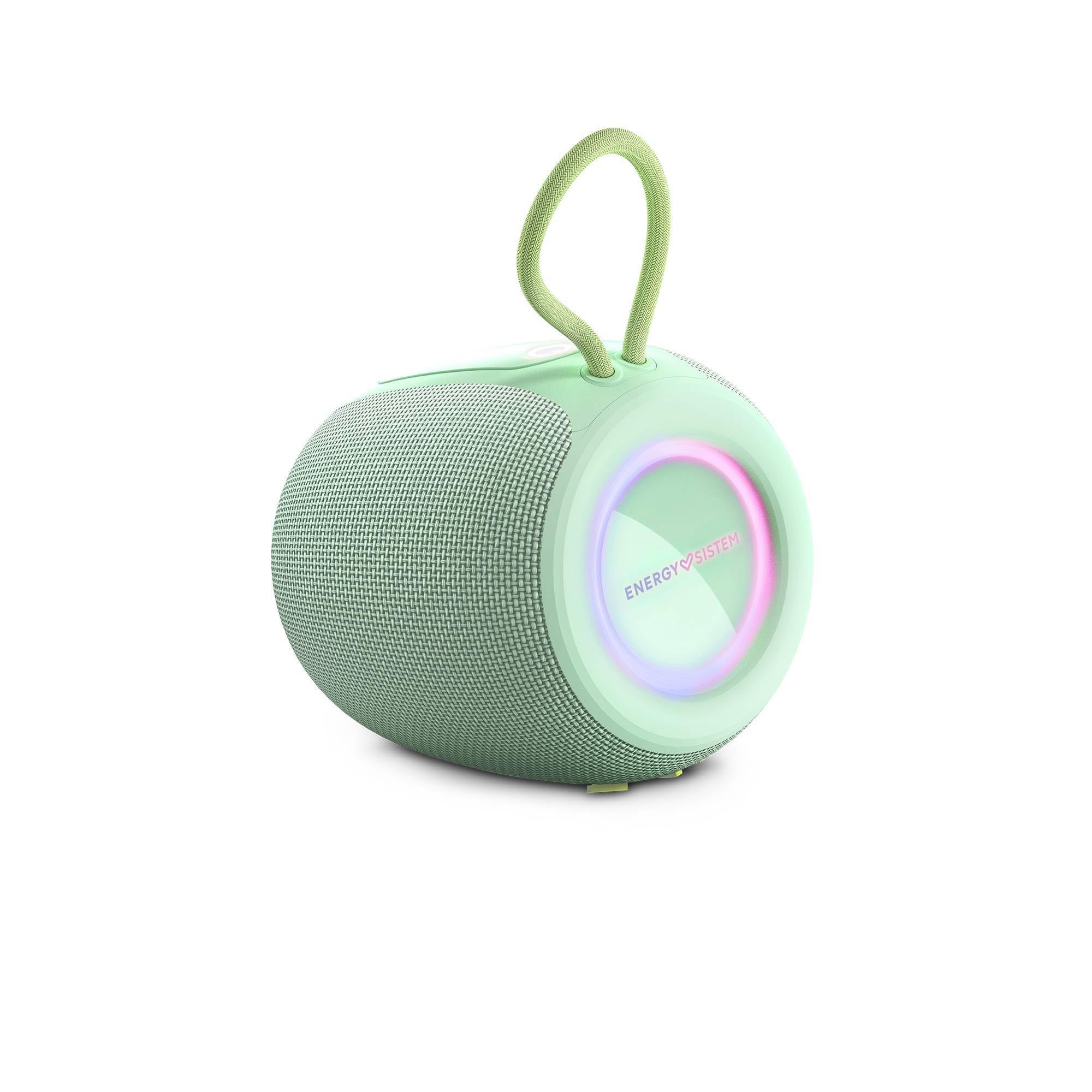 Energy Sistem Bloom Altavoz Bluetooth Portatil Pequeño 10W IPX6 Resistente al Agua 18H de Bateria True Wireless Stereo Luces LED RGB con microSD y Asistente de Voz