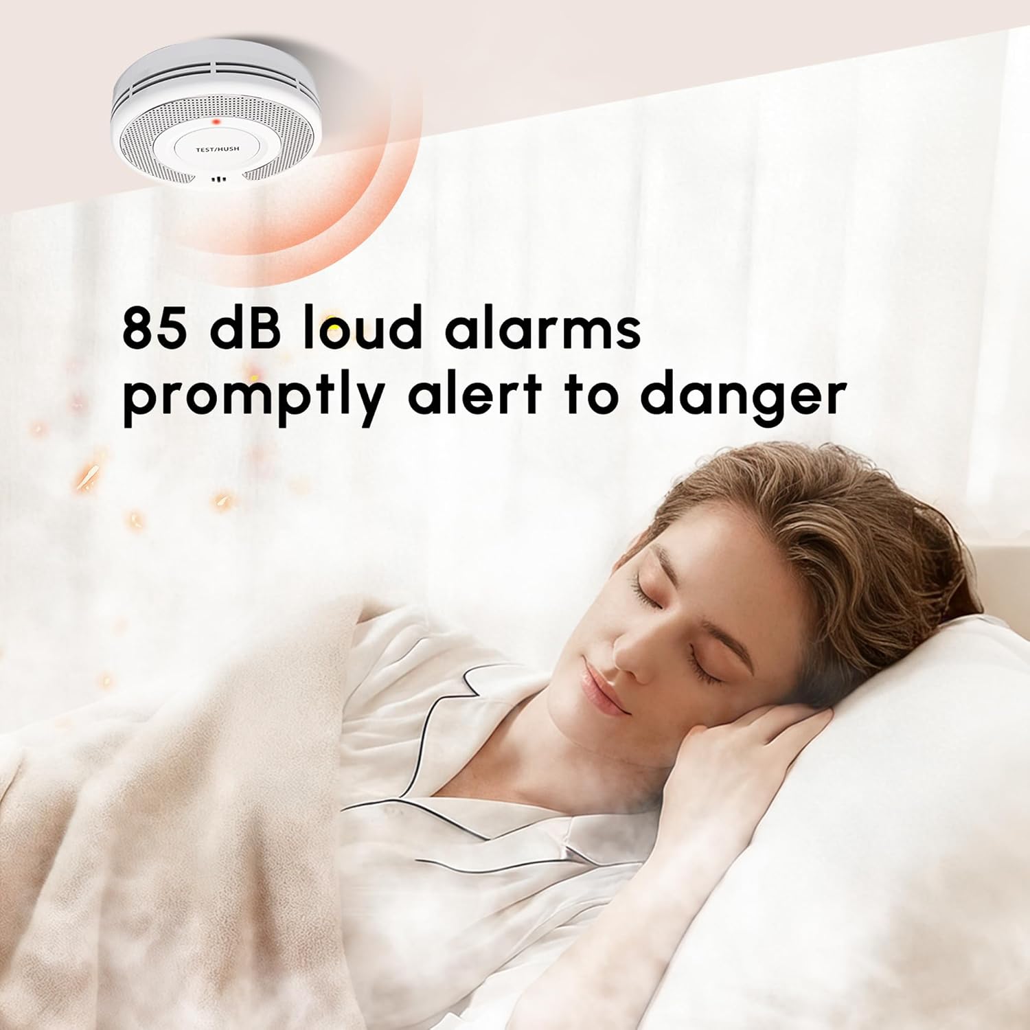 Smoke Detector Carbon Monoxide Detector Combo, 10-Year Battery Smoke Alarm CO Detector with Large Test/Silence Button, Adhesive or Screw Installation, 2-Pack