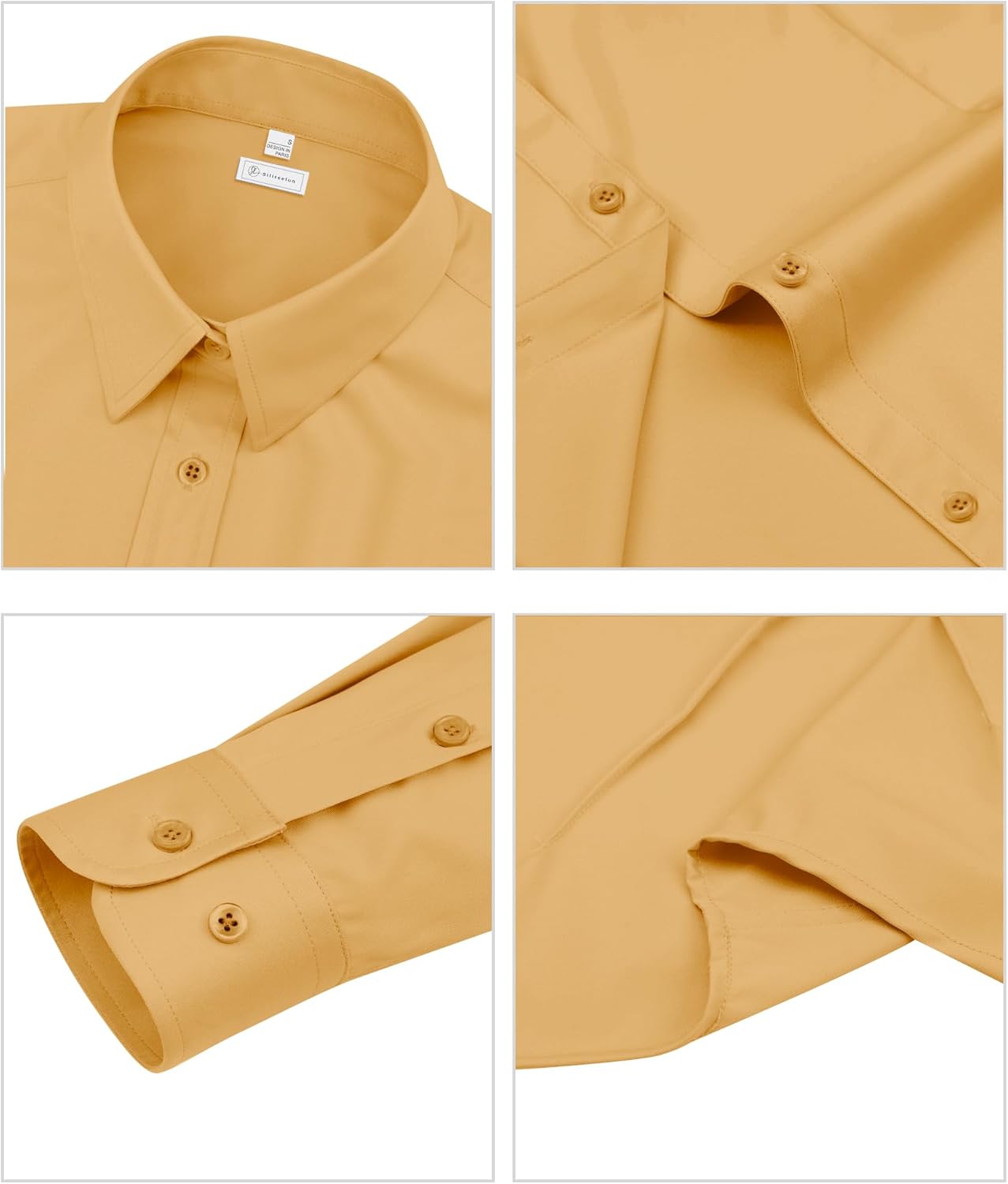 siliteelon Womens Classic-Fit Dress Shirts Long Sleeve Button Down Wrinkle-Free Stretch Solid Casual Work Office Blouse Top - Image 7