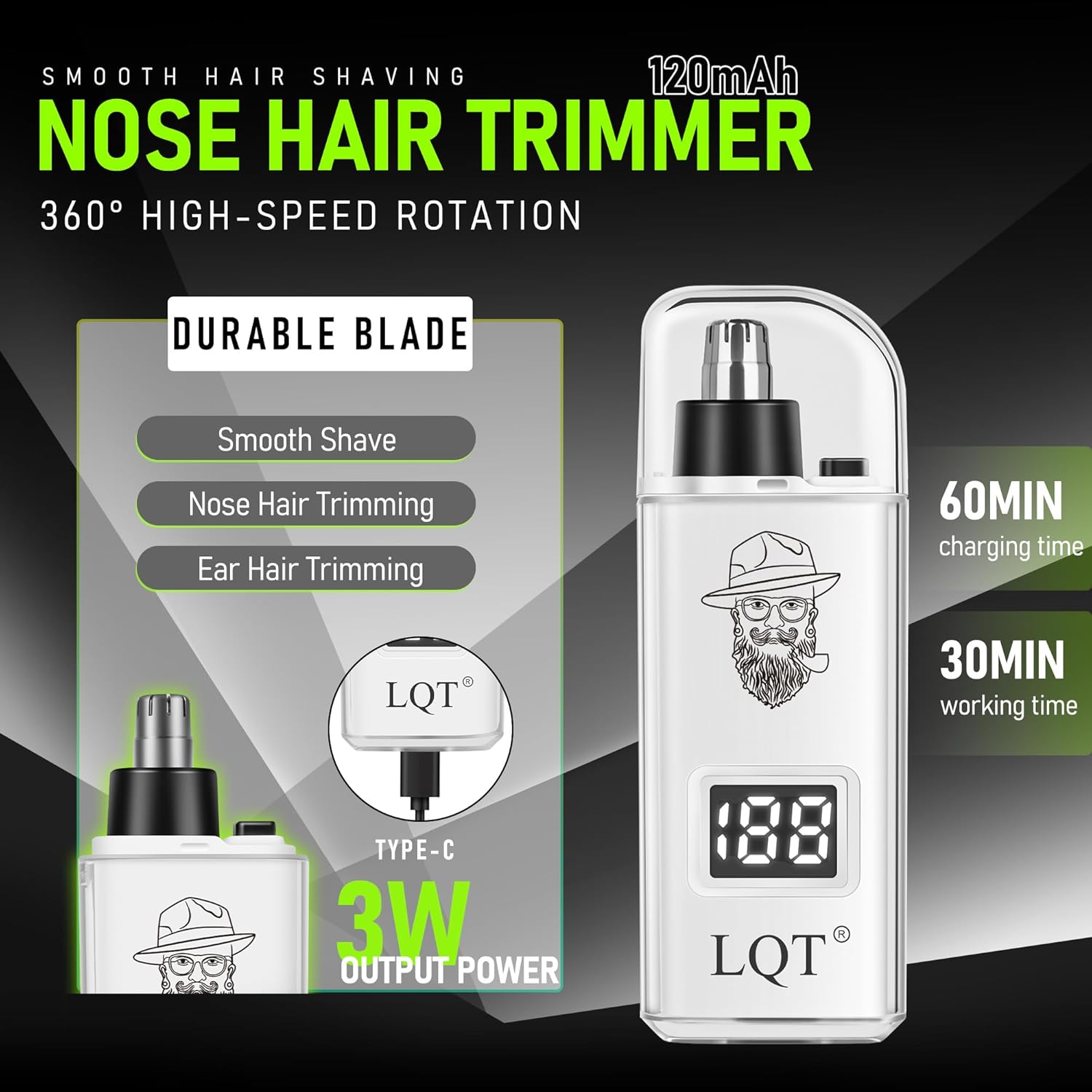 Men's Professional Hair Clipper & Beard Trimmer Kit, 7-in-1 All-in-One Grooming Set with Electric Shaver, Ceramic T-Blade, Nose Trimmer & Ear Hair Remover for Barbers and Home Use (3)