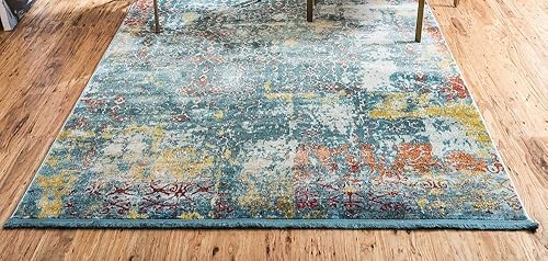 Miniatura 18 de Unique Loom Baracoa Collection - Alfombra de área Alamar, rectangular, 5 pies 5 pulgadas x 8 pies, azuloliva