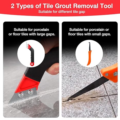 18Pcs Pro Grout Removal Tool, Hand Saw Angled Scraping Rake Tile, Grouting Clean Remover with Replacements, Screwdriver for Tile Grout Remover