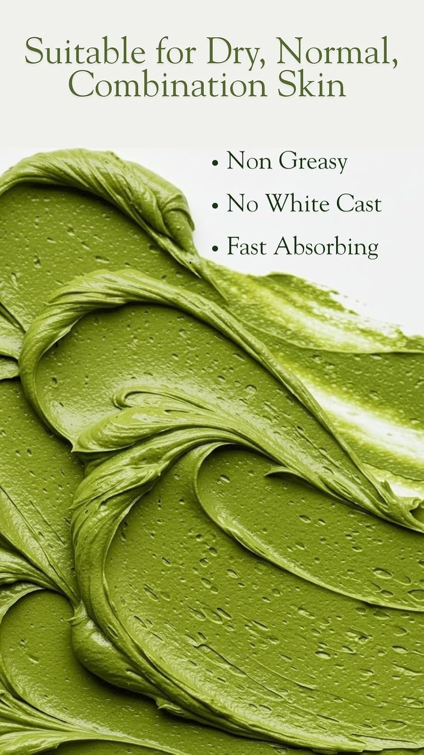 Matcha Moisturizer Cream for Dry to Normal Skin with Matcha, Moringa, Aloe Vera and Botanical Extracts, Lightweight Daily Face Moisturizer for Men and Women - 1.76 Oz