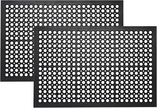 Miniatura 8 de A1HC - Tapete de goma multiusos antifatiga, 24 x 36 pulgadas, tapete de drenaje a prueba de grasa para bares, restaurantes, tapete de cocina