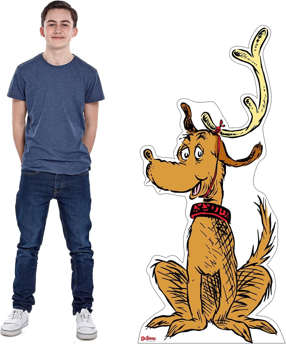 Dr. Seuss The Grinch Max Cardboard Standee – Life Size Grinch Dog Character Cutout Party Decoration for Classrooms, Libraries, and Holiday Parties -Officially Licensed