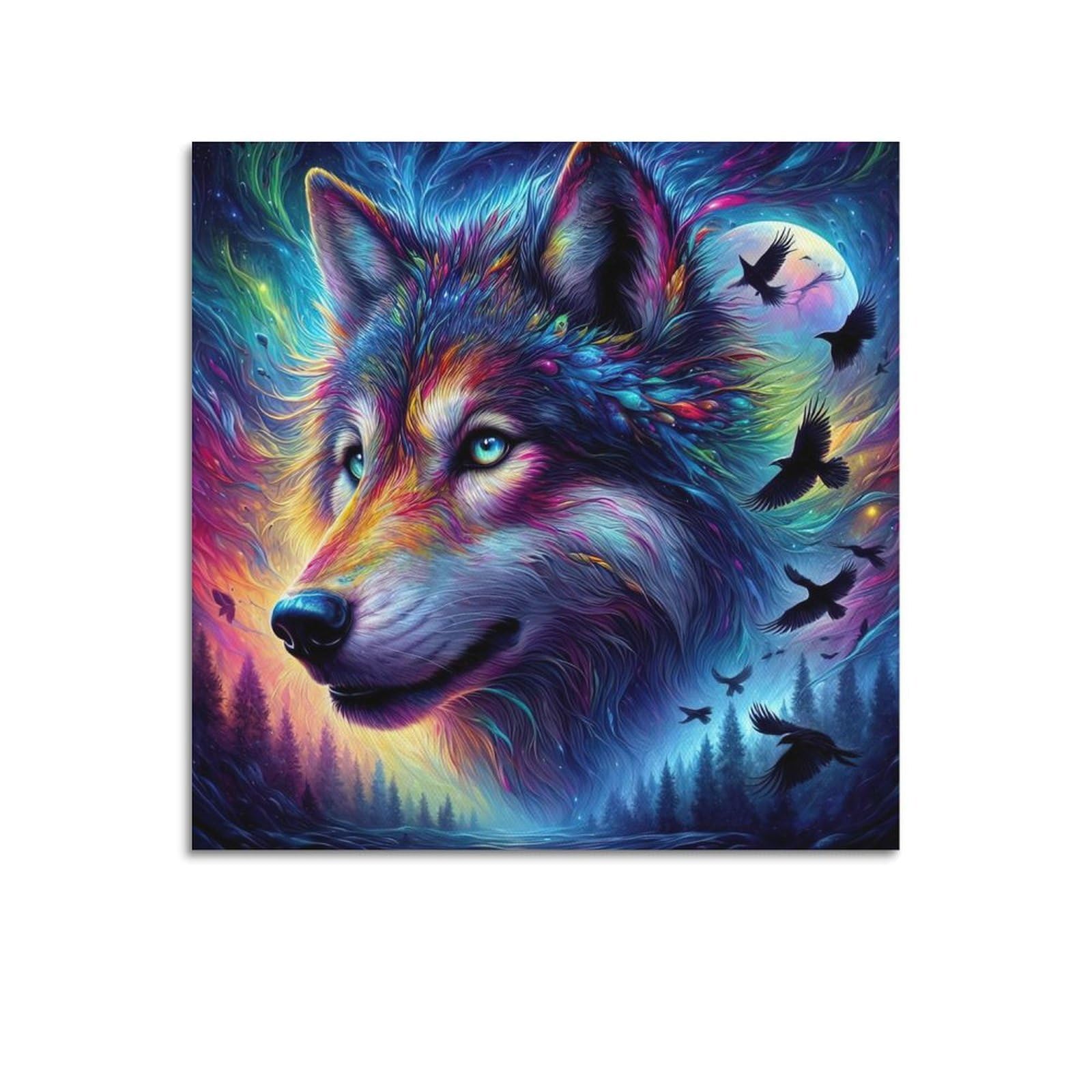 WPHSFX Animal Poster Wolf And The Flock Poster Decorative Painting Canvas Wall Posters And Art Picture Print Modern Family Bedroom Decor Posters 24x24inch(60x60cm)