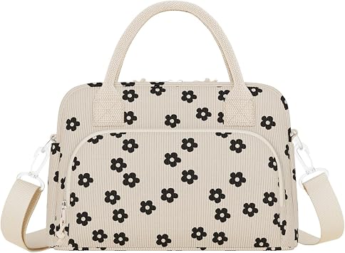 Lunch Box for Women Insulated Lunch Bag Womens Large Resuable Lunch Tote Bags for Work Cute Cooler Lunch Boxes Black Flower