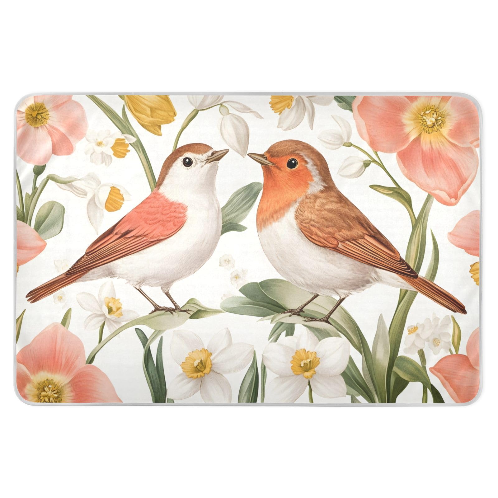 CEBUGI 34” x 52”Washable Underpads Heavy Absorbency Waterproof Incontinence Bed Pads Bird Flowers Pee Pads for Adults Kids and Baby