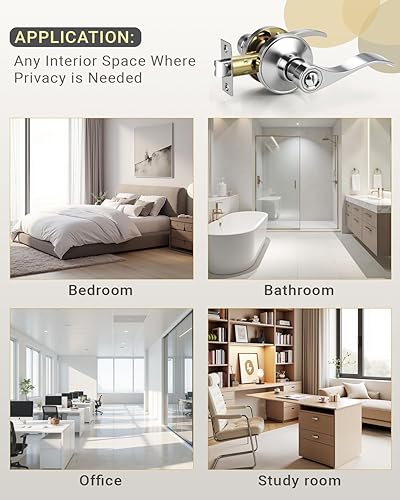 Vista 21 de KNOBWELL Paquete de 2 pomos de puerta de bronce, palancas interiores para dormitorio, baño, cepillo frotado sin llave, manija de puerta de Bronce