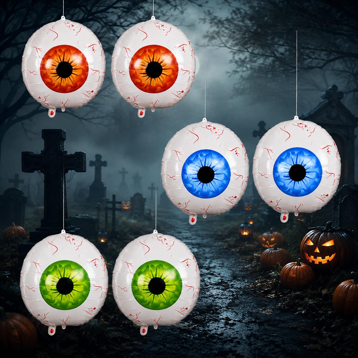 Halloween Eyeball Balloons, 6pcs 22 Inch Halloween Foil Balloon Decoration