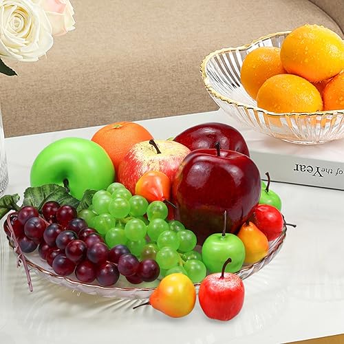 Miniatura 6 de Frutas falsas, 22 piezas de frutas artificiales para decoración, frutas de simulación surtidas, juego de frutas para decoración de mesa de comedor,