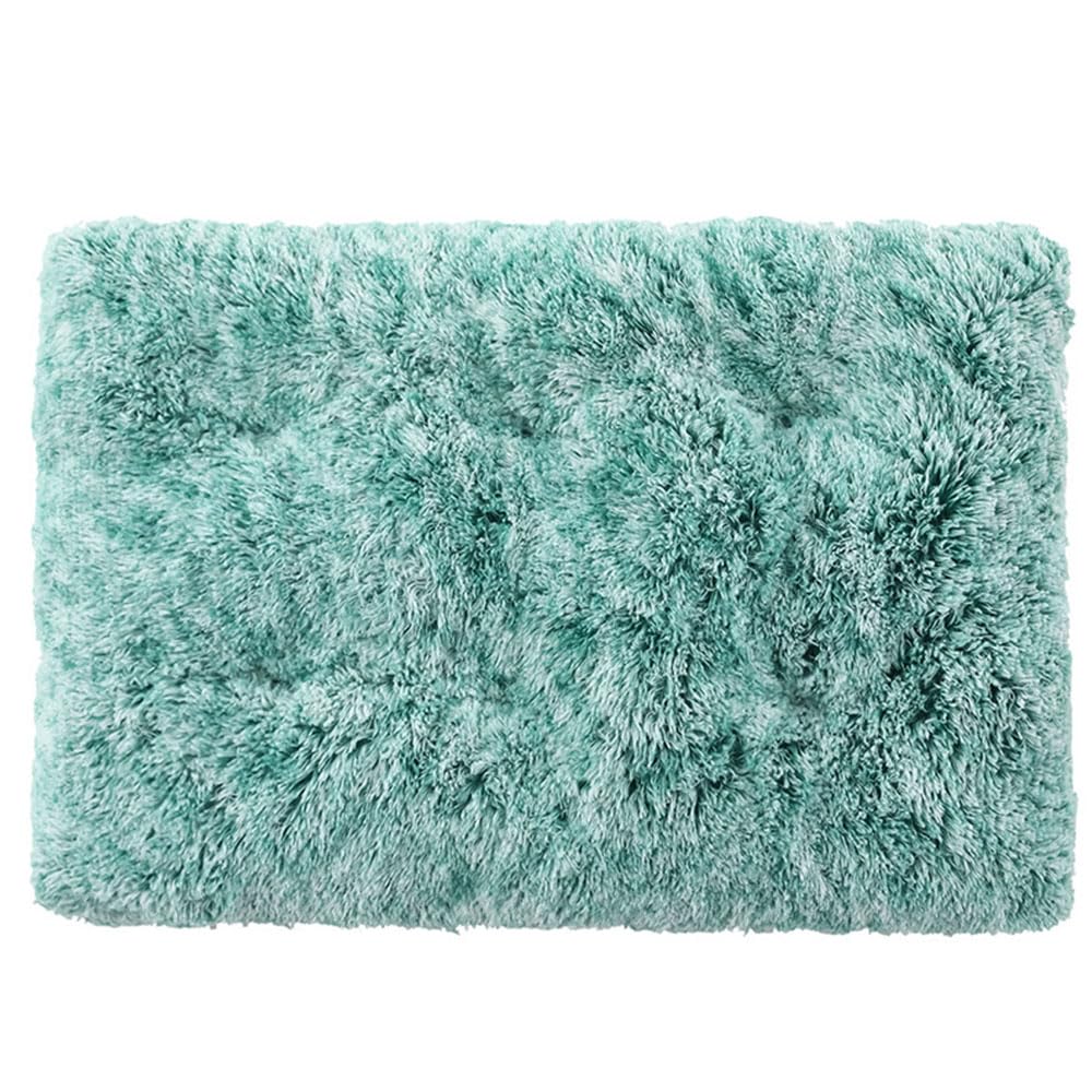 Hiseng Soft Fluffy Dog Bed, Solid Color Self-Warming Cat Bed Washable Square Dog Beds Medium, Plush Anti-Slip Bottom Donut Cat Beds for Indoor Cats (65x50cm,Gradient Green)