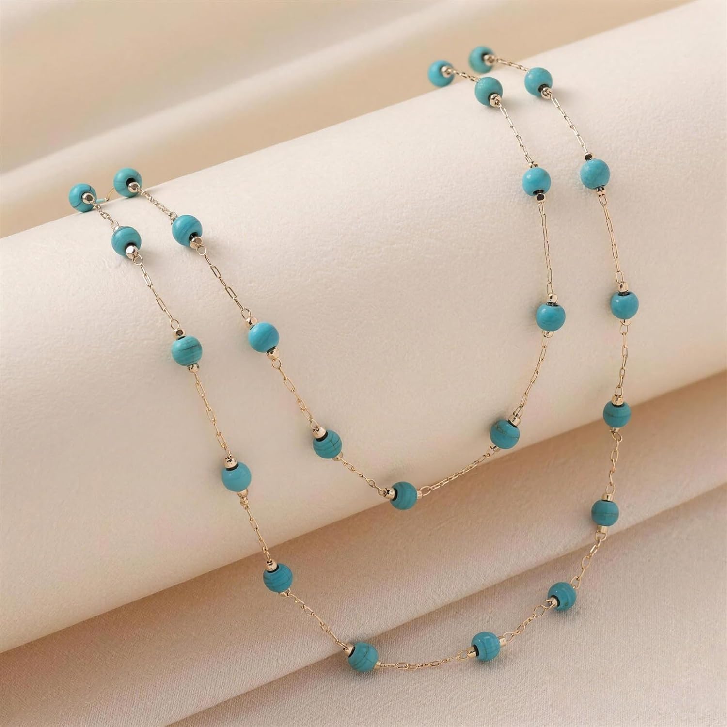 Turquoise Necklaces for Women Boho Chain Layered Western Green Bead Choker Stacked Necklaces Jewelery Gifts - Image 5