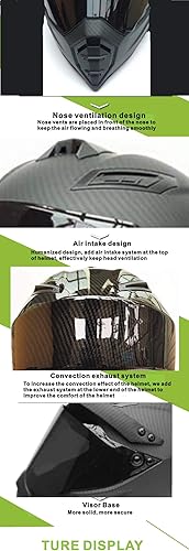 Miniatura 3 de Casco de motocicleta de cara completa de fibra de carbono, casco de carreras de motocross, ATV negro mate