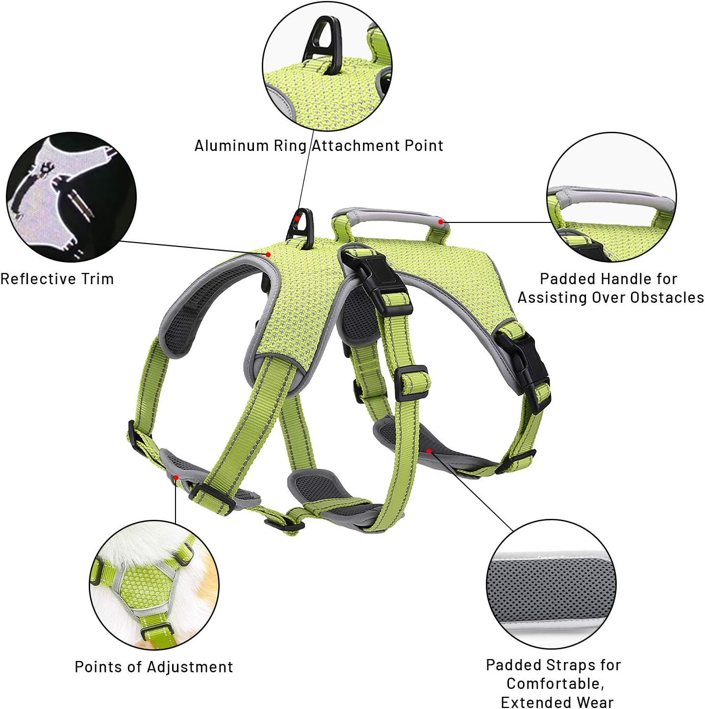 BELPRO Multi-Use Support Dog Harness, Escape Proof No Pull Reflective Adjustable Vest with Durable Handle - Image 5