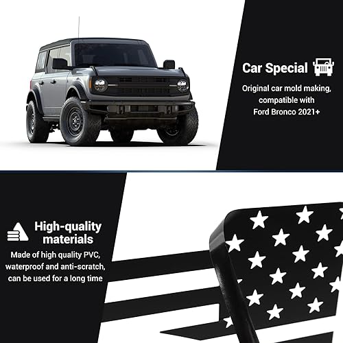 Miniatura 6 de JeCar Calcomanías de vinilo para guardabarros laterales, bandera estadounidense, compatibles con Ford Bronco 2021-2023, 1 par