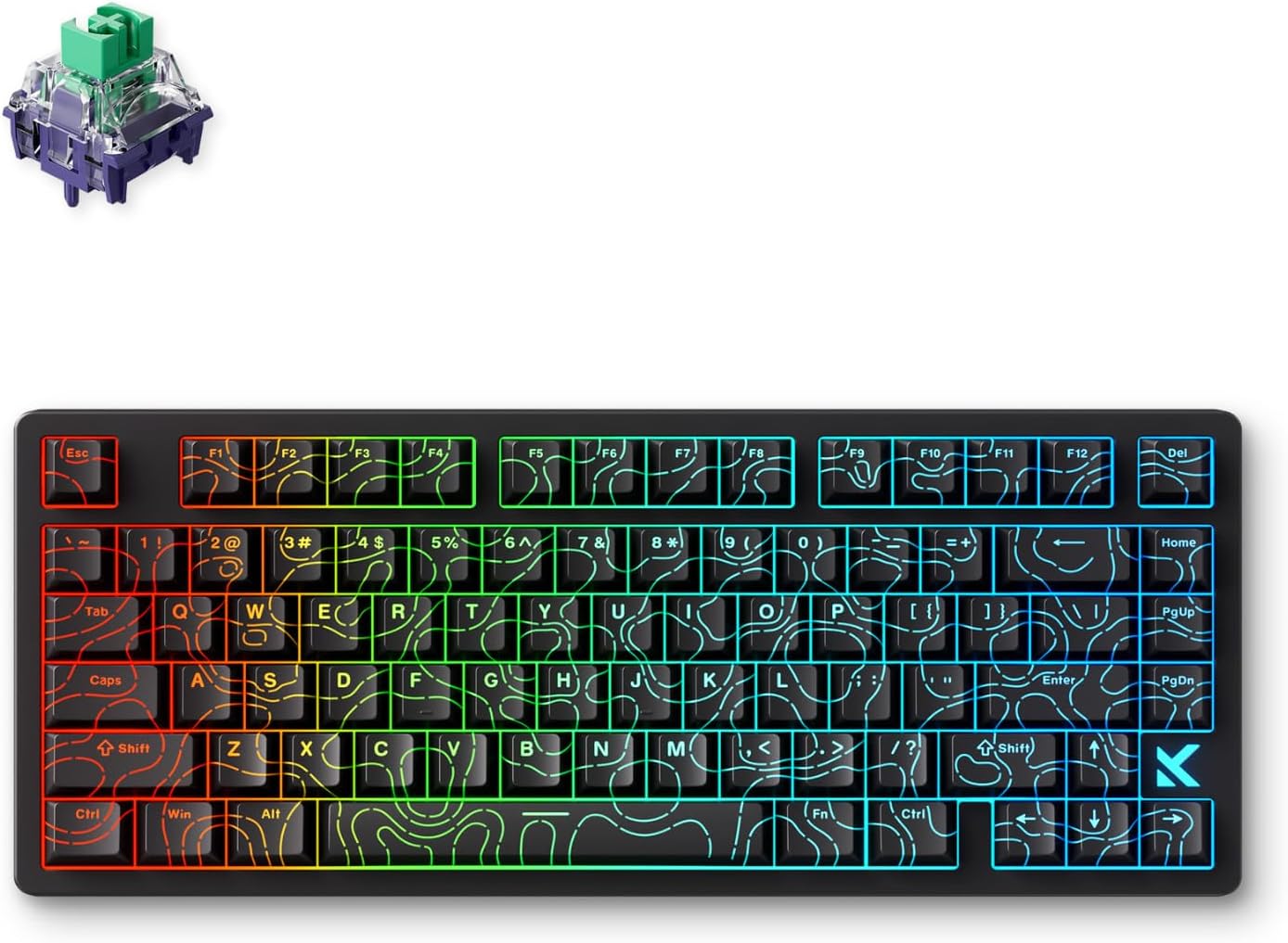 Jet 75 Rapid Trigger Keyboard 75% Percent, Hall Effect Black Topographic Gaming Keyboard, Wired RGB Custom Mechanical Keyboards with Magnetic Switch, PBT Keycaps, Black