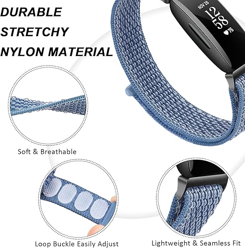 Miniatura 3 de Bandas de nailon compatibles con Fitbit Inspire 2 e Inspire HR & Inspire para mujeres, hombres y niños, correa de repuesto suave ajustable
