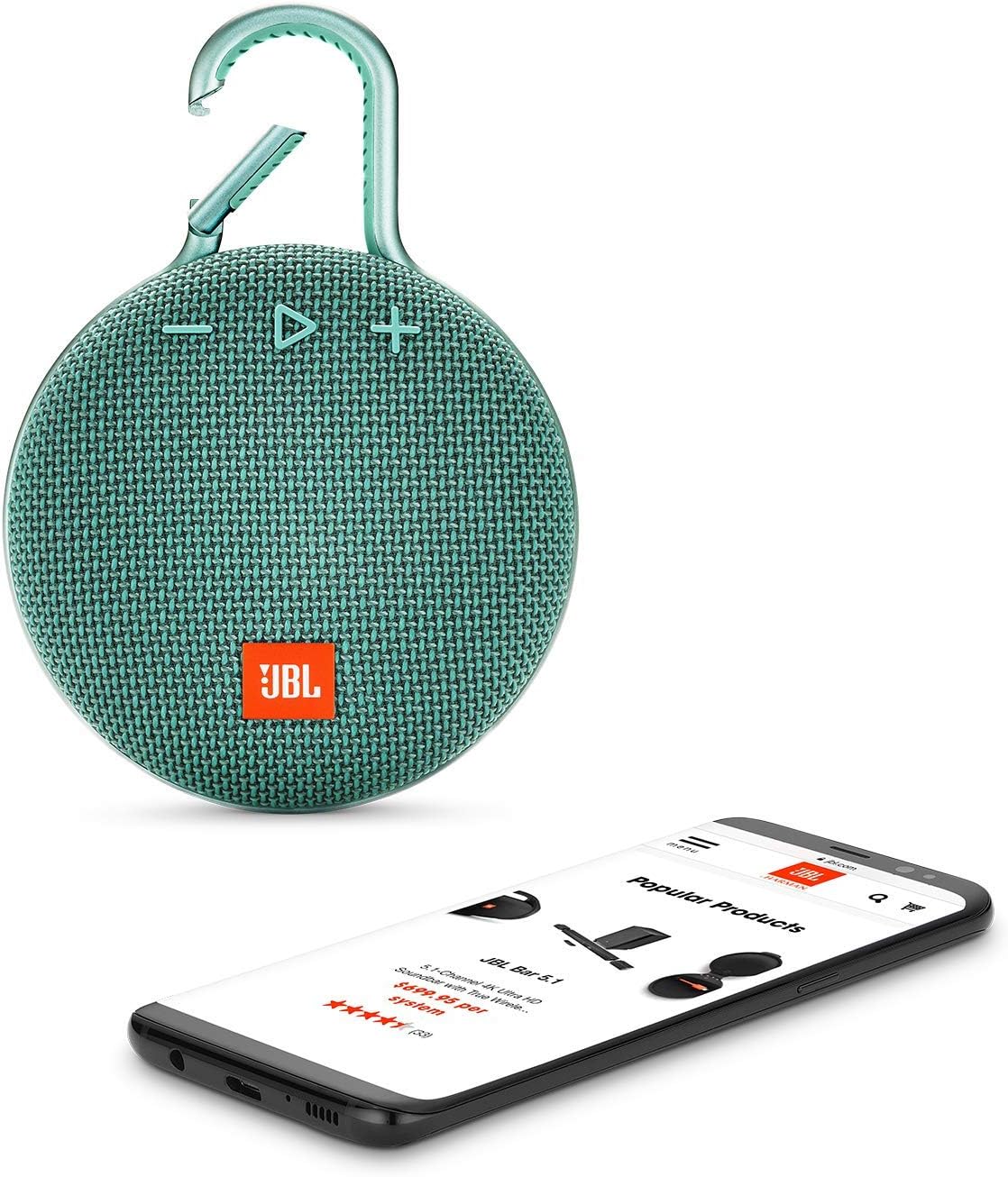 JBL CLIP 3 - Waterproof Portable Bluetooth Speaker - Teal, 6.5 x 4.3 x 2.2 (JBLCLIP3TEALAM) : Electronics