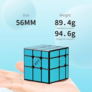 LiangCuber QY Toys Magnetic Mirror Cube 3x3 Blue Stickerless, 56mm Mirror Speed Cube (Magnetic Blue)
