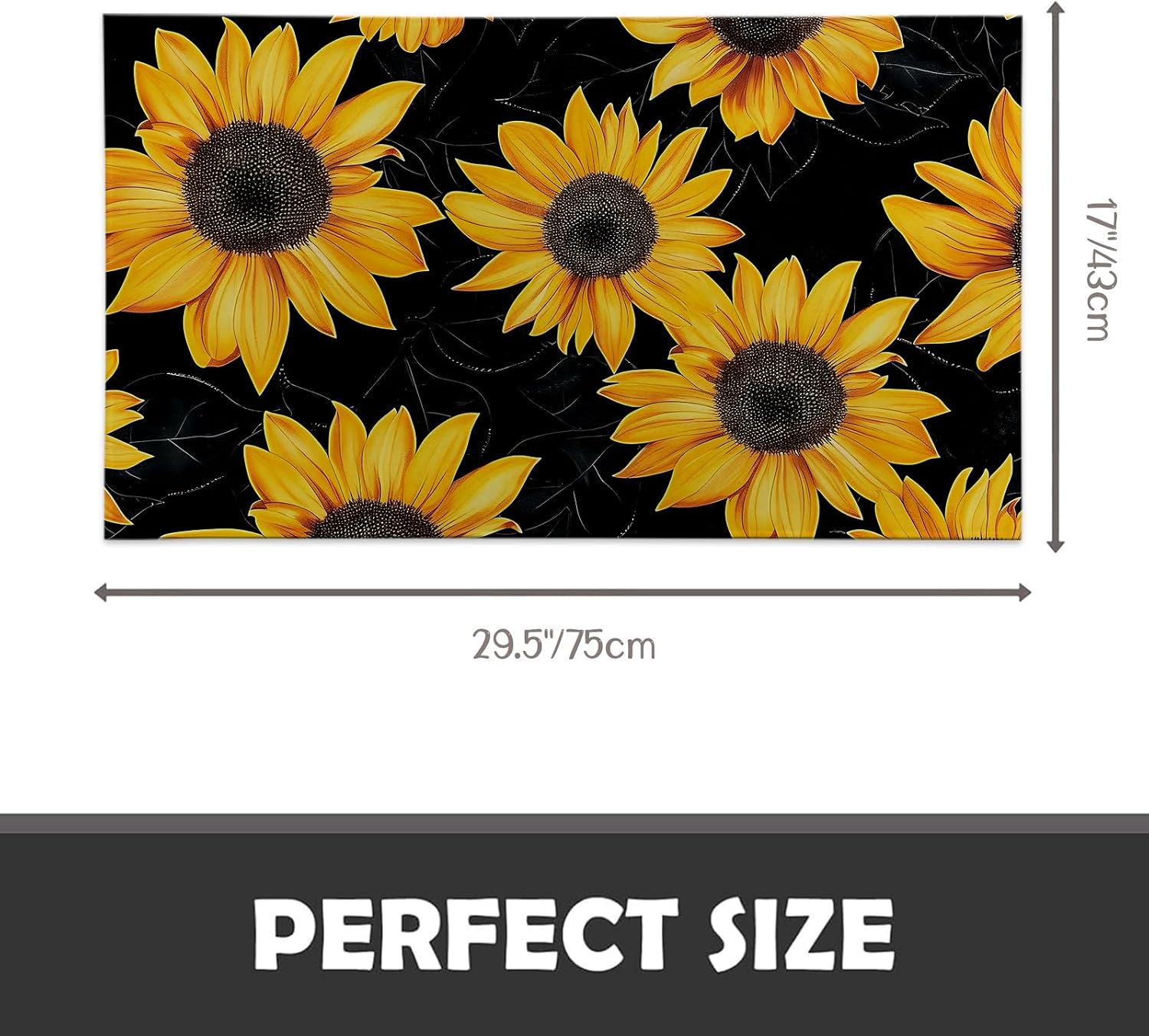 Sunflower Indoor Door Mat, 17x29.5 Inch, Floor Area Rug for Entryway, Living Room, or Bathroom, Non-Slip Doormat, Bright Yellow Floral Design Home Decor Rug Gifts