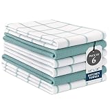 LANE LINEN Cotton Kitchen Towels and Dish Cloths Set, 6-Pack  Absorbent, Quick-Drying Dish Towel, 18 x 28, Soft, Premium Hand and Tea Towels - Aqua