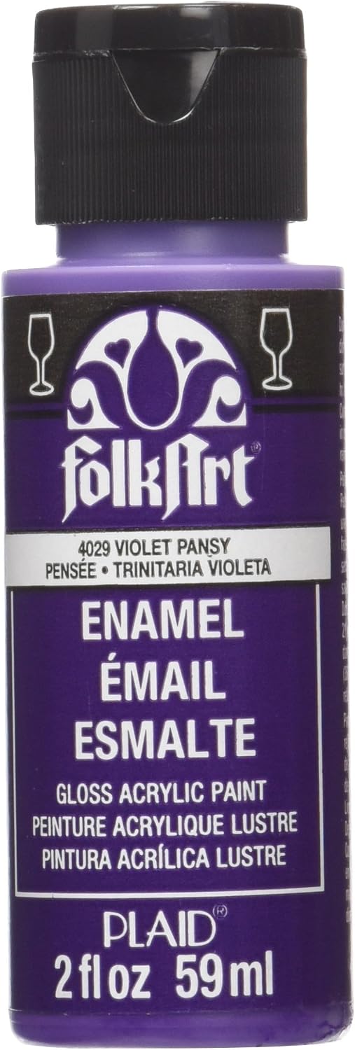 FolkArt Enamel Glass & Ceramic Paint in Assorted Colors (2 oz), 4029, Violet Pansy