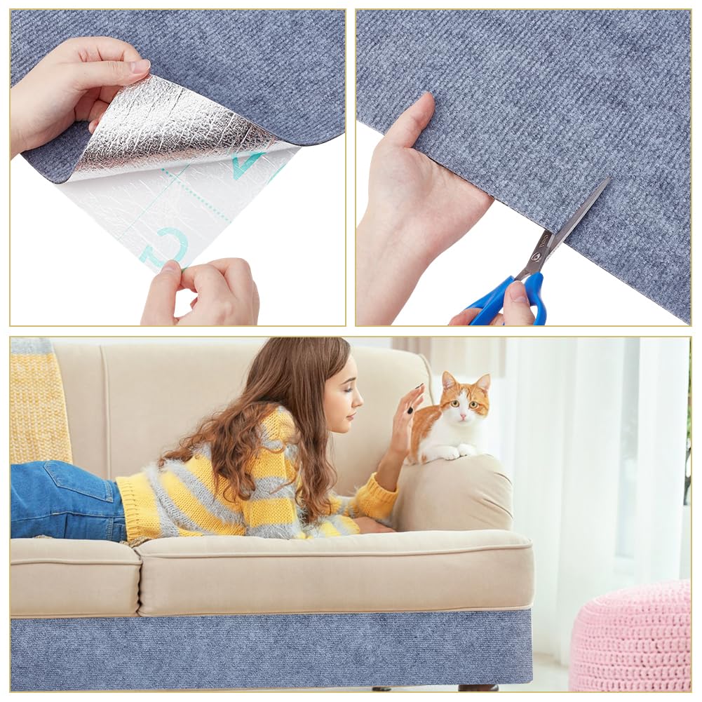 BENECREAT 400 x 3000 mm, protección contra arañazos para gatos, alfombra autoadhesiva para estantes de pared, árbol rascador para muebles, protección de muebles de café (gris)