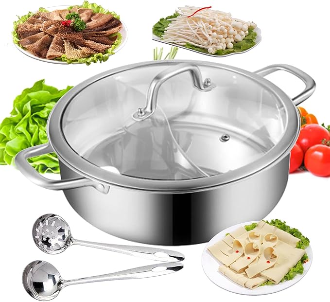 Olla para Fondue 11 Pulgadas Acero Inoxidable 304 con Tapa y Cuchara miniatura 4