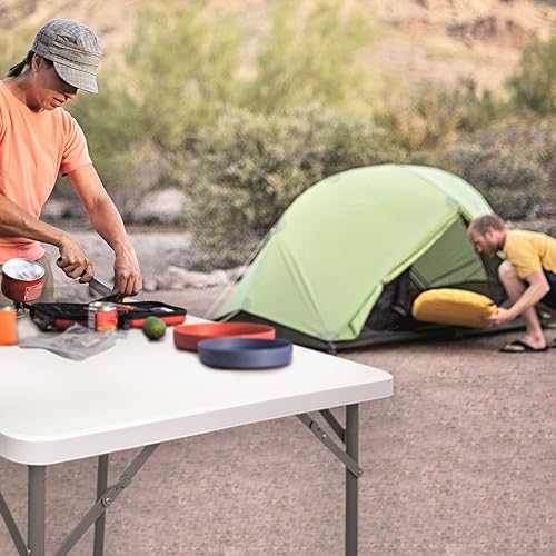 Miniatura 10 de Mesa plegable cuadrada de plástico de 34 pulgadas rompecabezas para interiores y exteriores mesa de comedor para picnic fiesta campamento barbacoa