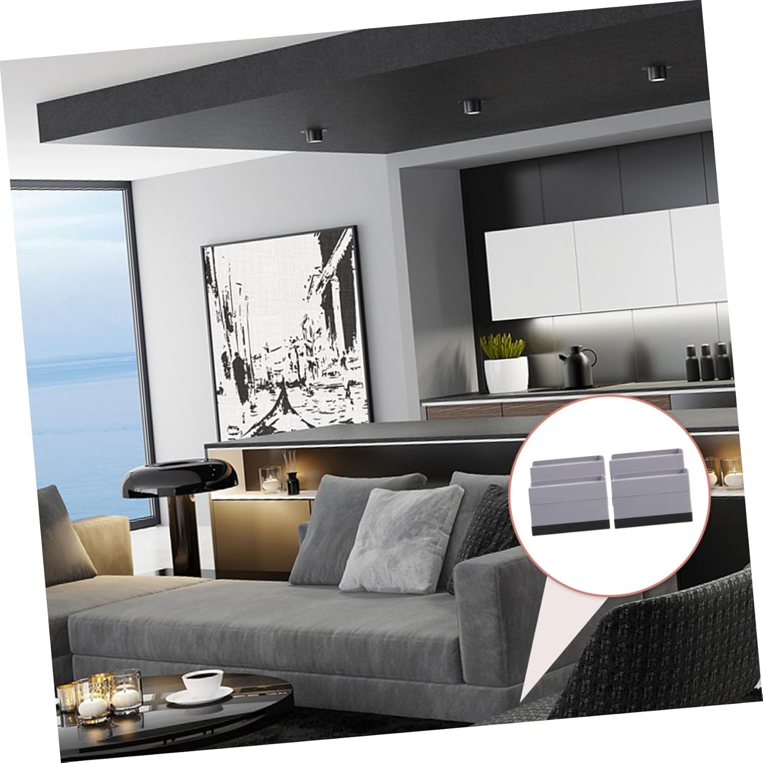 4pcs Elevated Foot Pads Appliance Slider Couch Risers Mattress Elevator Bed Lift Table Leg Risers