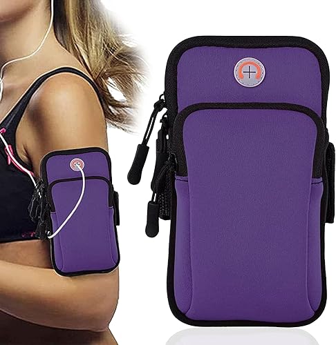 Brazalete deportivo, gimnasio para correr, bolsa universal para teléfono inteligente con orificio para auriculares, bolsillos multifuncionales para