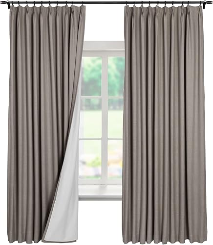 Cortina plisada con forro blanco de 96 pulgadas de largo, panel de cortina de doble capa para oscurecer la habitación, cortina con forro para sala