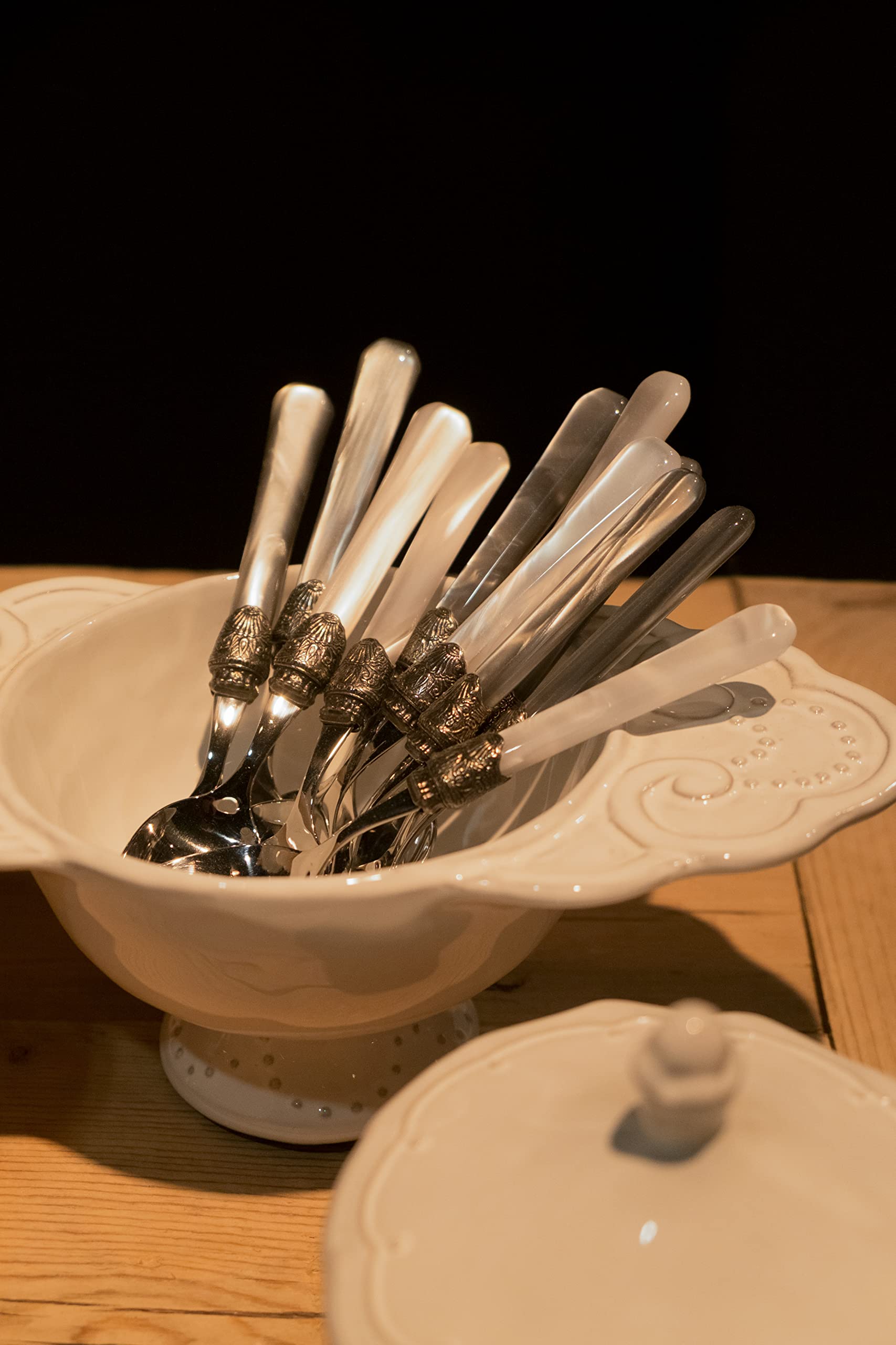 Rivadossi Penelope Bianco - Set di Posate per 6 Persone, 24 Pezzi - 100% Made in Italy, Artigianalità e Design - Acciaio Inox 18/10