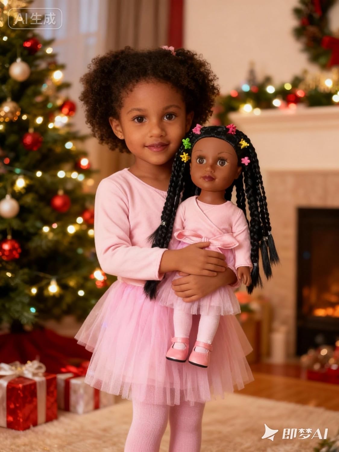 African American Black Girl Dolls - 18 Inch Black Dolls with Curly Afro Hair, Black Brown Doll with Ballerina Dress as for Girls (Ballet with Braid)