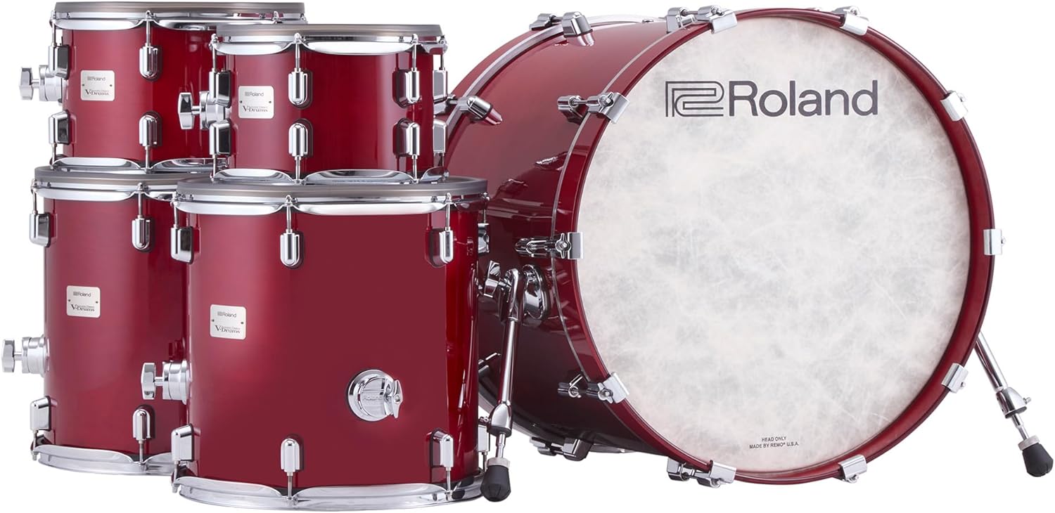 Roland VAD716-GC V-Drums Acoustic Design Electronic Drum Set - Gloss Cherry Bundle with Audio Cable, Drumsticks, Drumstick Bag, and Austin Bazaar Polishing Cloth