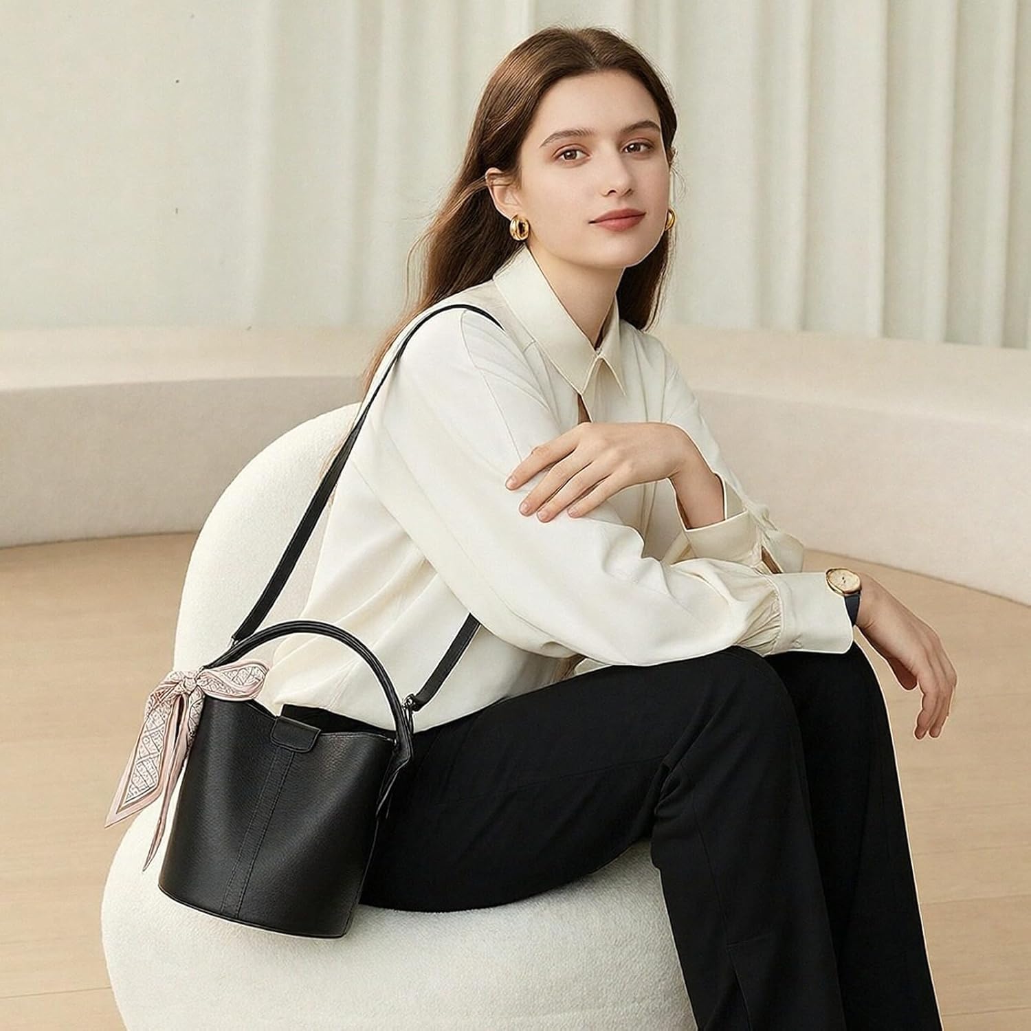 FALAN MULE Small Crossbody Bag for Women Vegan Leather Mini Bucket Handbags Shoulder Purse - Image 2