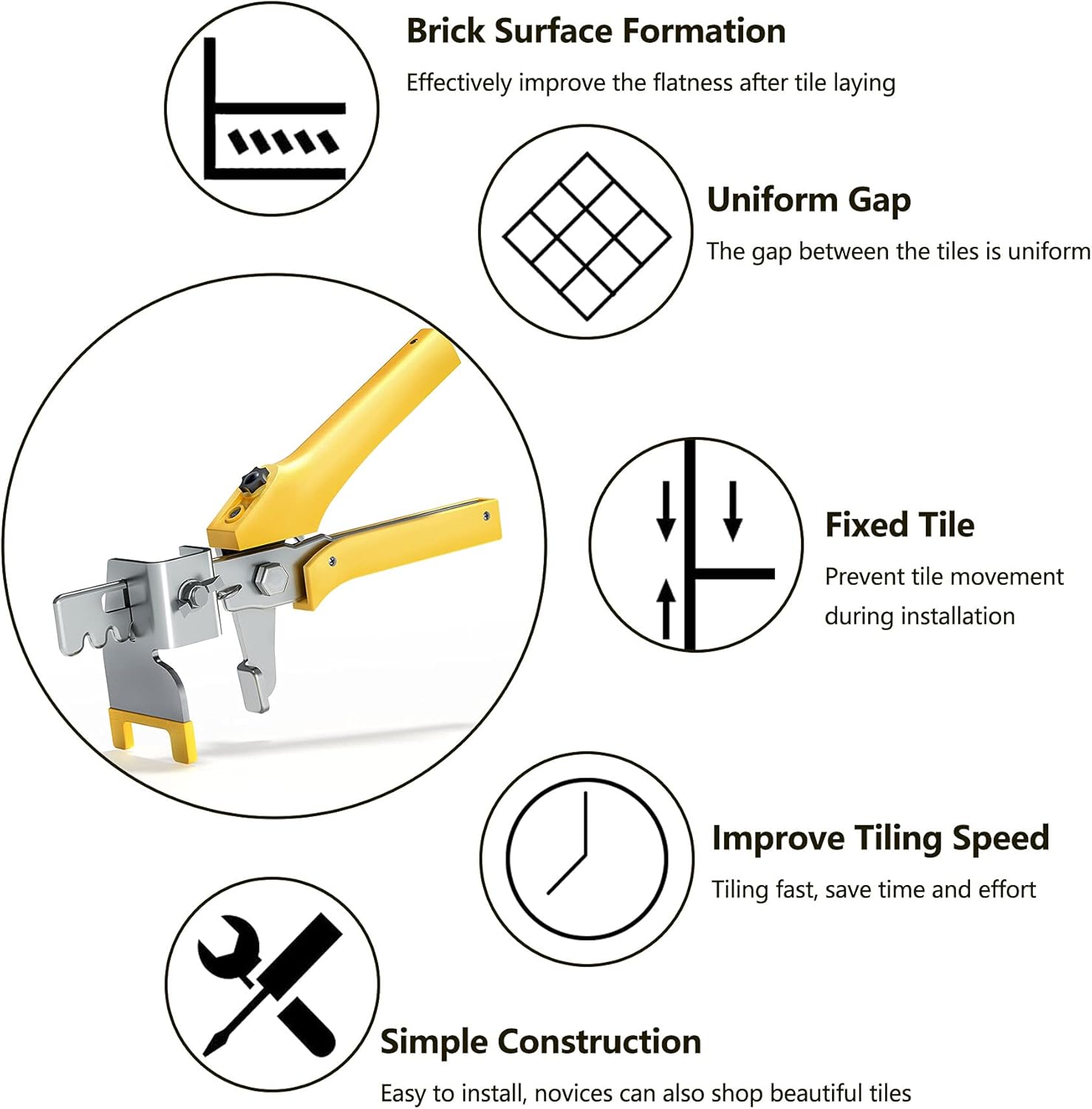 Tile Leveling System 1/8 inch Kits with Pliers, Tile tools for installation, 300pcs Tile Spacers Clips, 100pcs Reusable Wedges for Floor Leveling, Tile Kits, Wall Tile Leveler Tools - - 