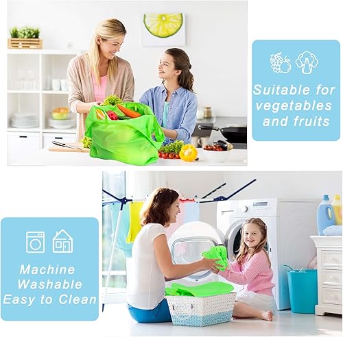 Miniatura 6 de CiCiGo Bolsas grandes reutilizables para compras lavables plegables paquete de 6 bolsas de comestibles resistentes ligeras plegables de regalo color