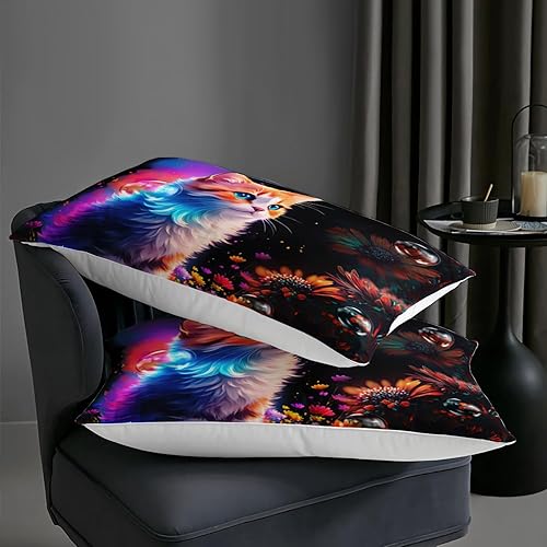 Miniatura 6 de AILONEN Juego de edredón de gato para niñas, tamaño individual, lindo juego de ropa de cama Kawaii de gato naranja para niños y niños, juego de