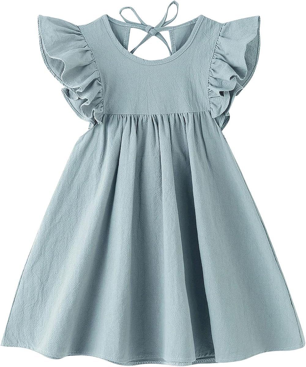 Girls Summer Dress Toddler Ruffle Sleeve Dresses