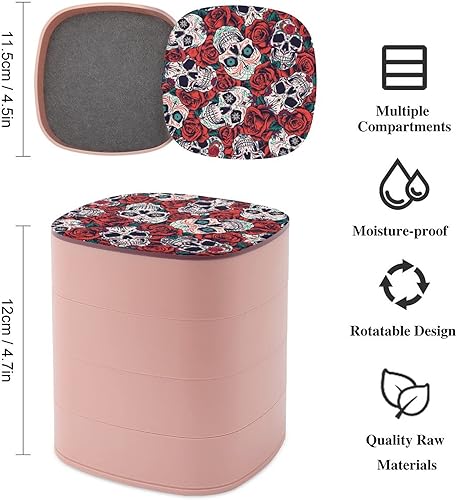 Miniatura 2 de Jewelry Box Sugar Skull And Roses Flowers Pu Leather Jewelry Organizers Jewelry Box For Necklaces Rings Earrings