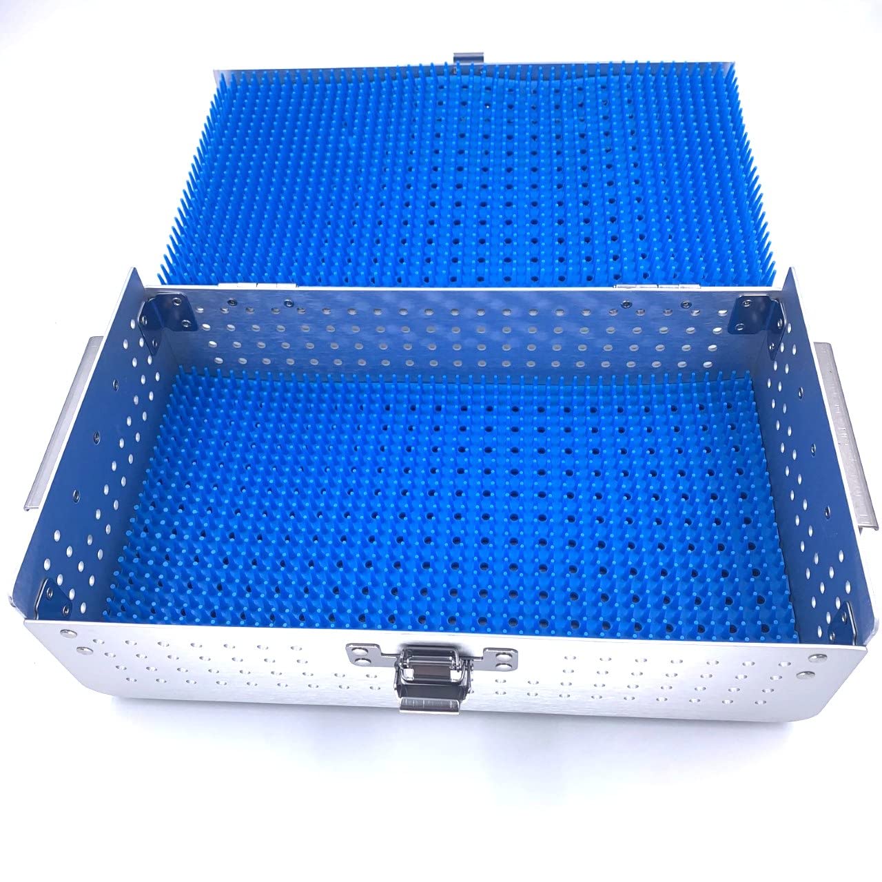 Aluminium Alloy Sterilization Tray case Have Two Silicone mats Disinfection Sterilization ultrasonic Basket Tray case ultrasonic Cleaning Washing Sterilization Trays opthalmic ENT