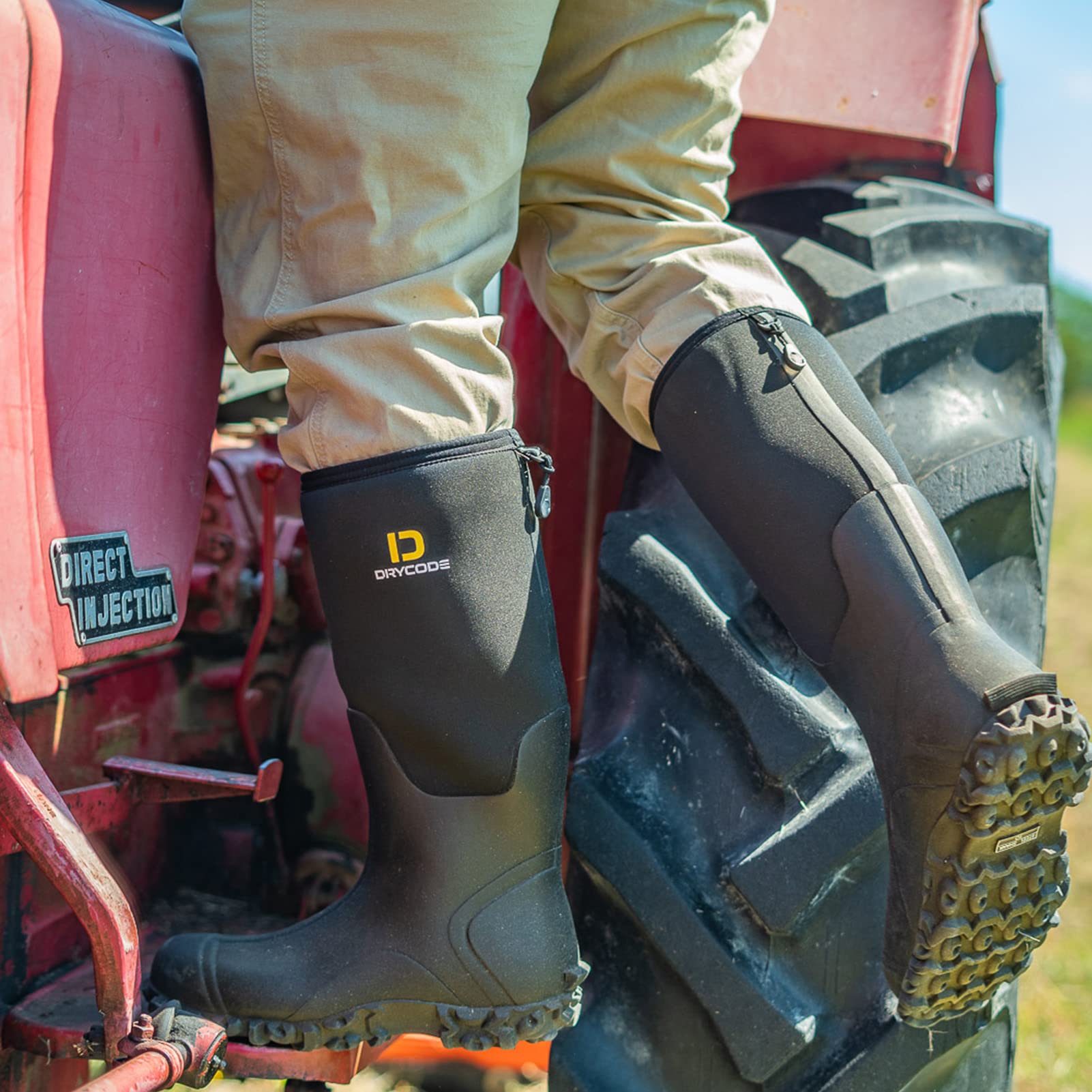 D DRYCODE Work Boots for Men with Steel Shank, Waterproof Rubber Boots, Warm 6mm Neoprene Anti