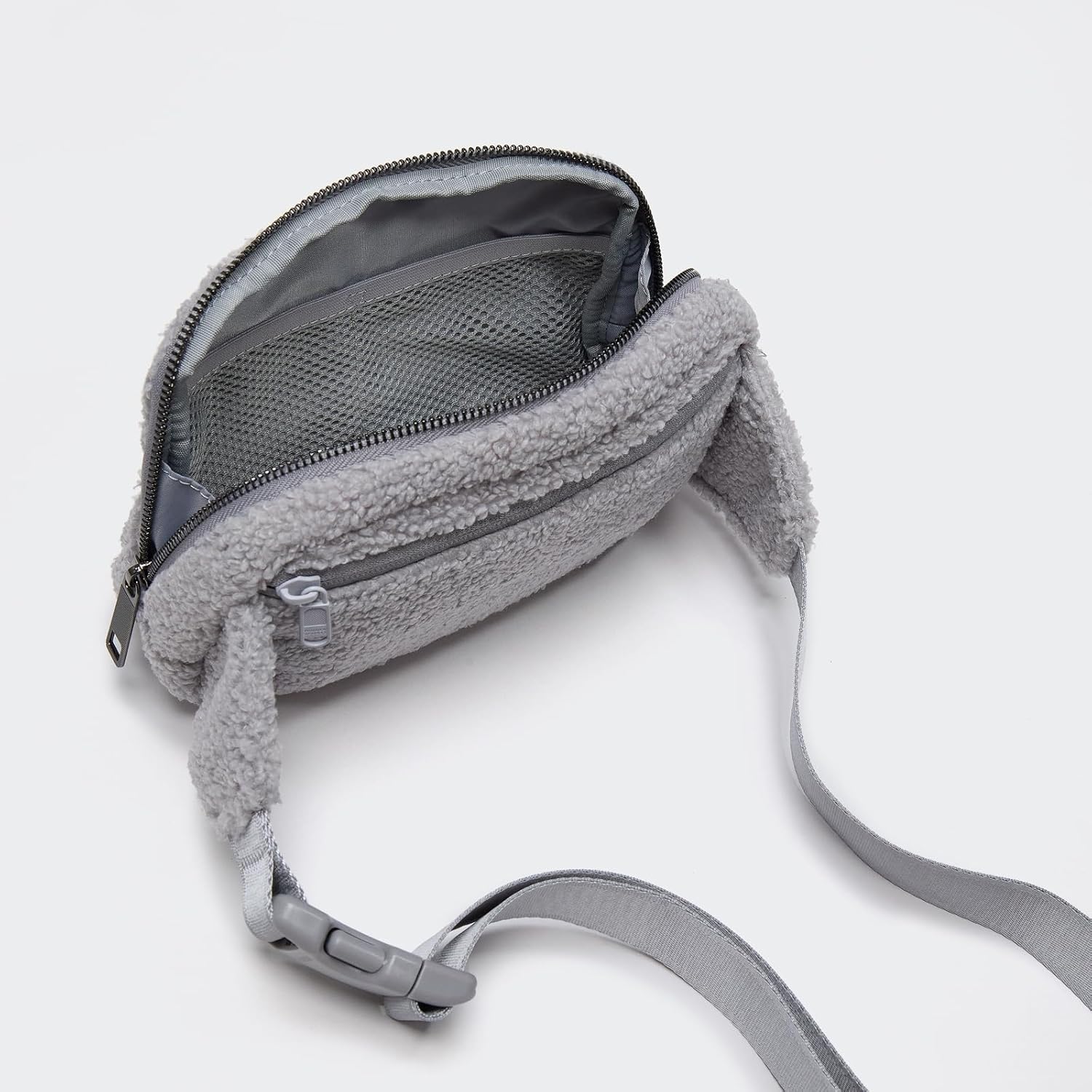 Pander Large 2L Fanny pack Everywhere Fleece Belt Bag for Women and Men with Adjustable strap Belt. (Light Grey) - Image 6