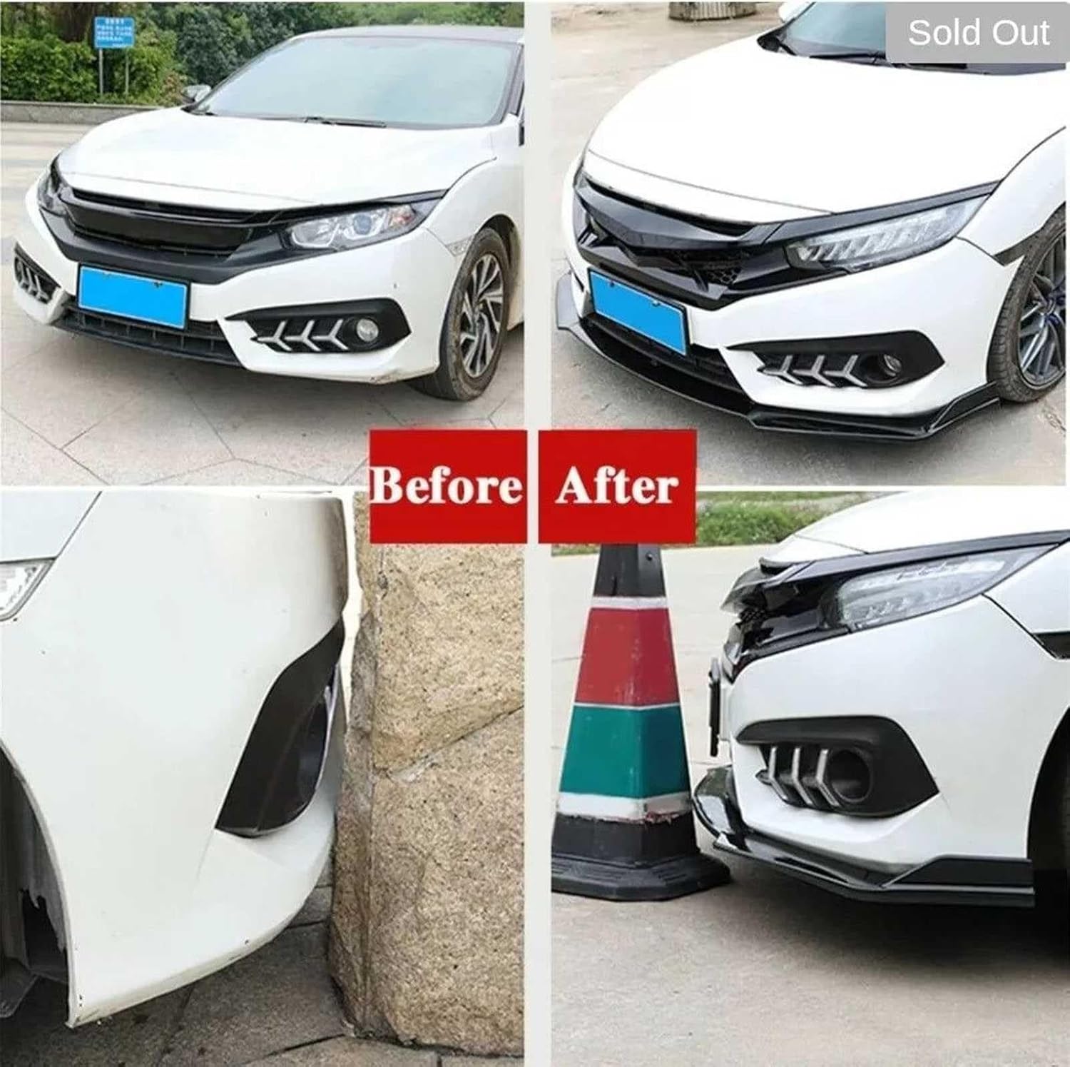 アウディTT タイプ クーペ/ロードスター FV/8Sに適用リップ スポイラーフロント バンパー 4分割式 カバー トリム グレード