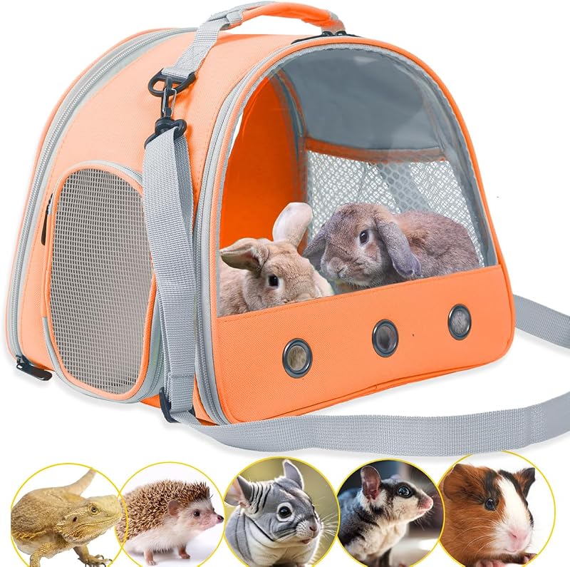 Transportadora para Pequenos Animais WEVONIGU com Janela Transparente, Ventilação e Alça, Laranja