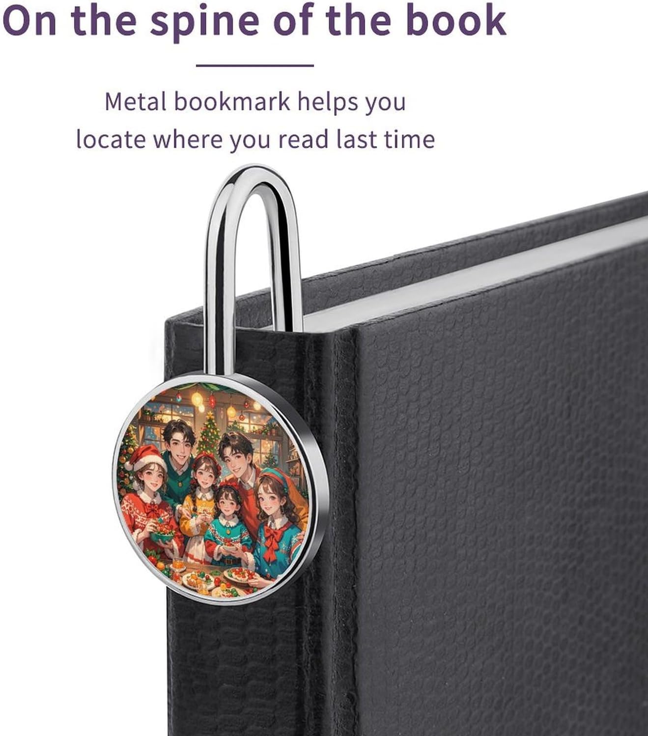 1" Exquisite Metal Bookmark Christmas Themed Clothing Printed Personalized Bookmarks Hook Book Clip Book Accessories for Book Lovers Unique Birthday Gifts image 4