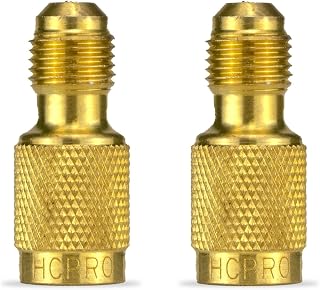 HCPRO HCAD140 HVAC Brass Adapter Reducer, 5/16" SAE Male to 1/4" SAE Female Fitting, Leak-Proof Refrigerant Connector for R410A R22 R134A Mini Split Air Conditioner Systems (pack of 2)